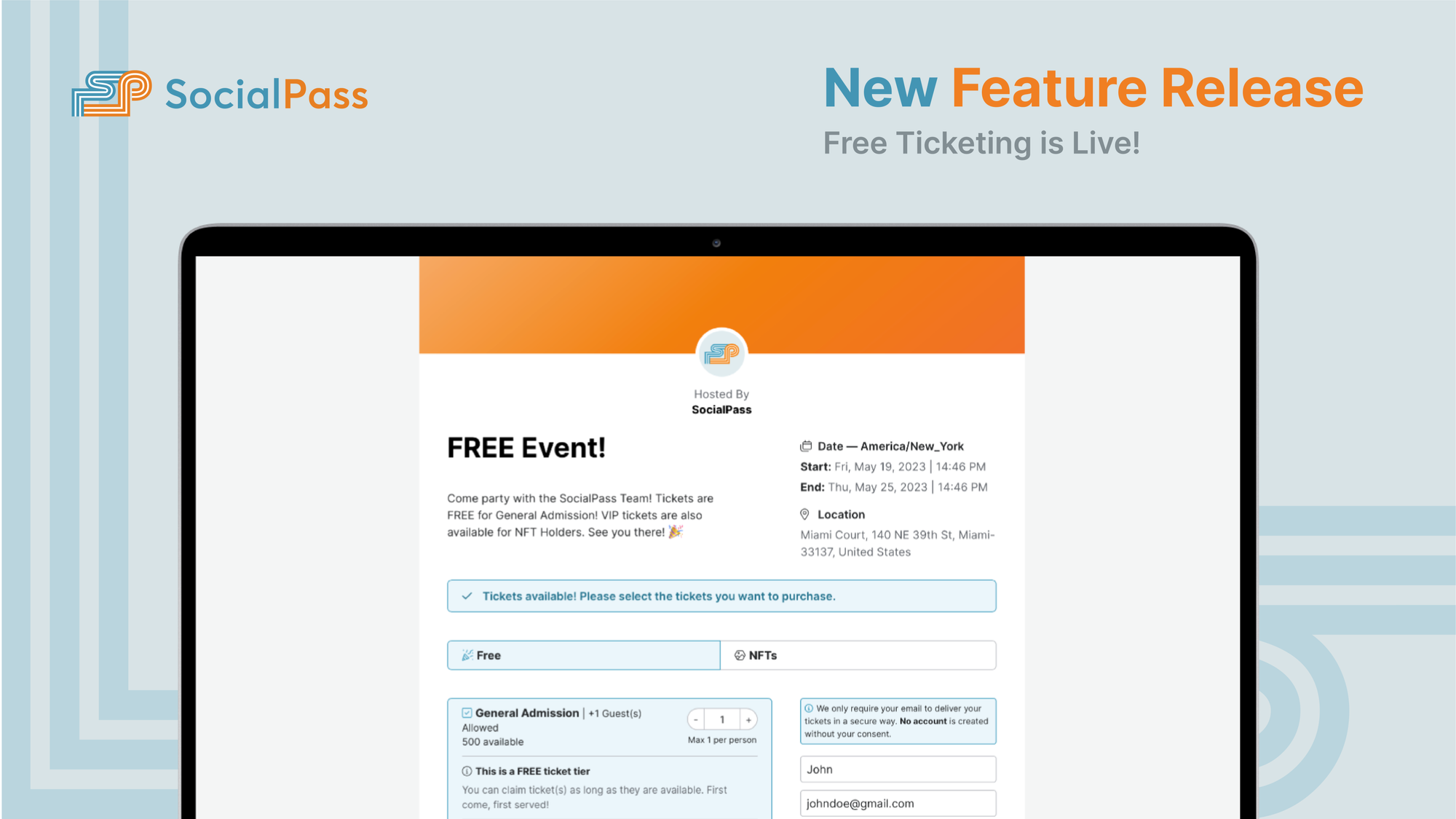 SocialPass Feature Release: Free Ticketing is Live!